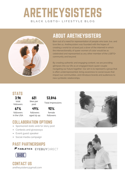 Aretheysisters Instagram Media Kit
